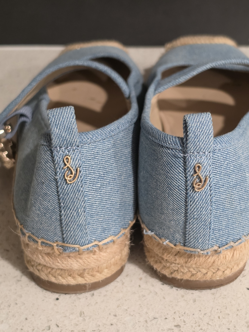 Denim Espadrille Mary Jane Flats with Jute Toe - Picture 3 of 6